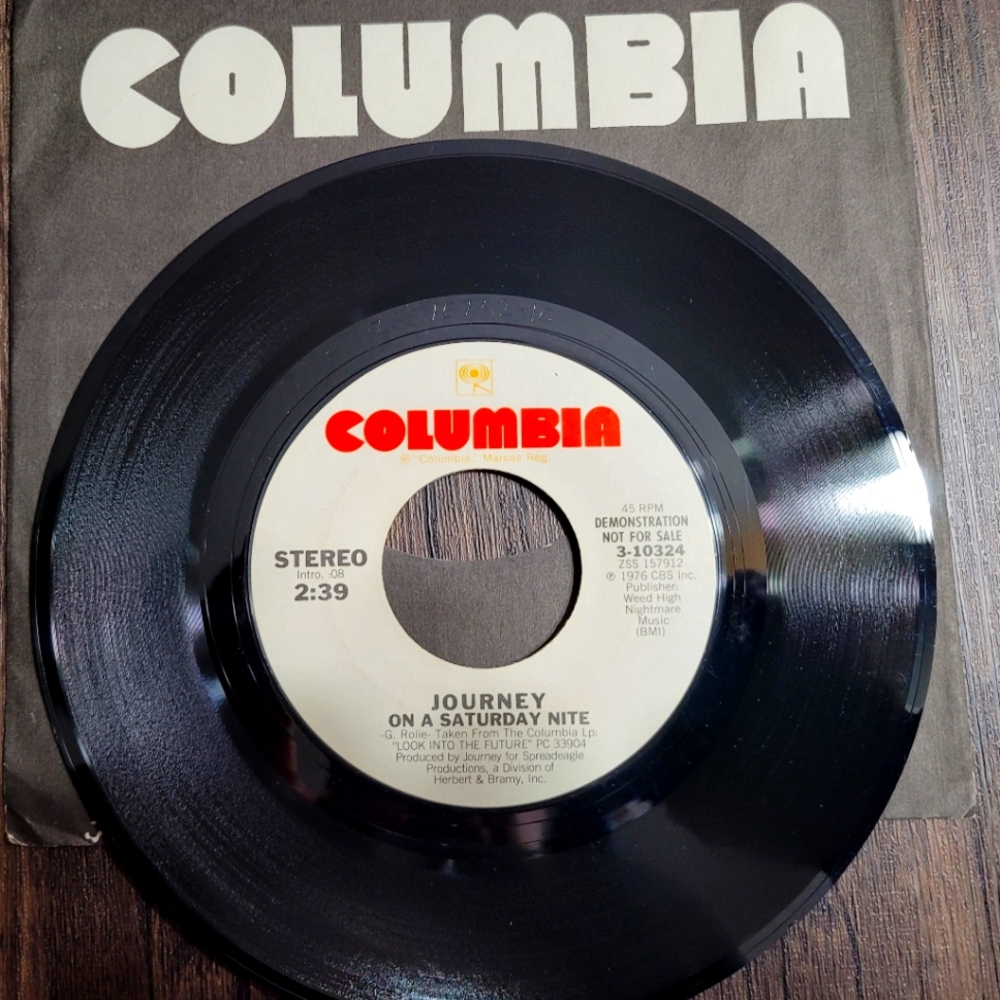 RARE DEMONSTRATION Journey "On a Saturday Nite" 45 rpm Excellent condition 🎶 🎵